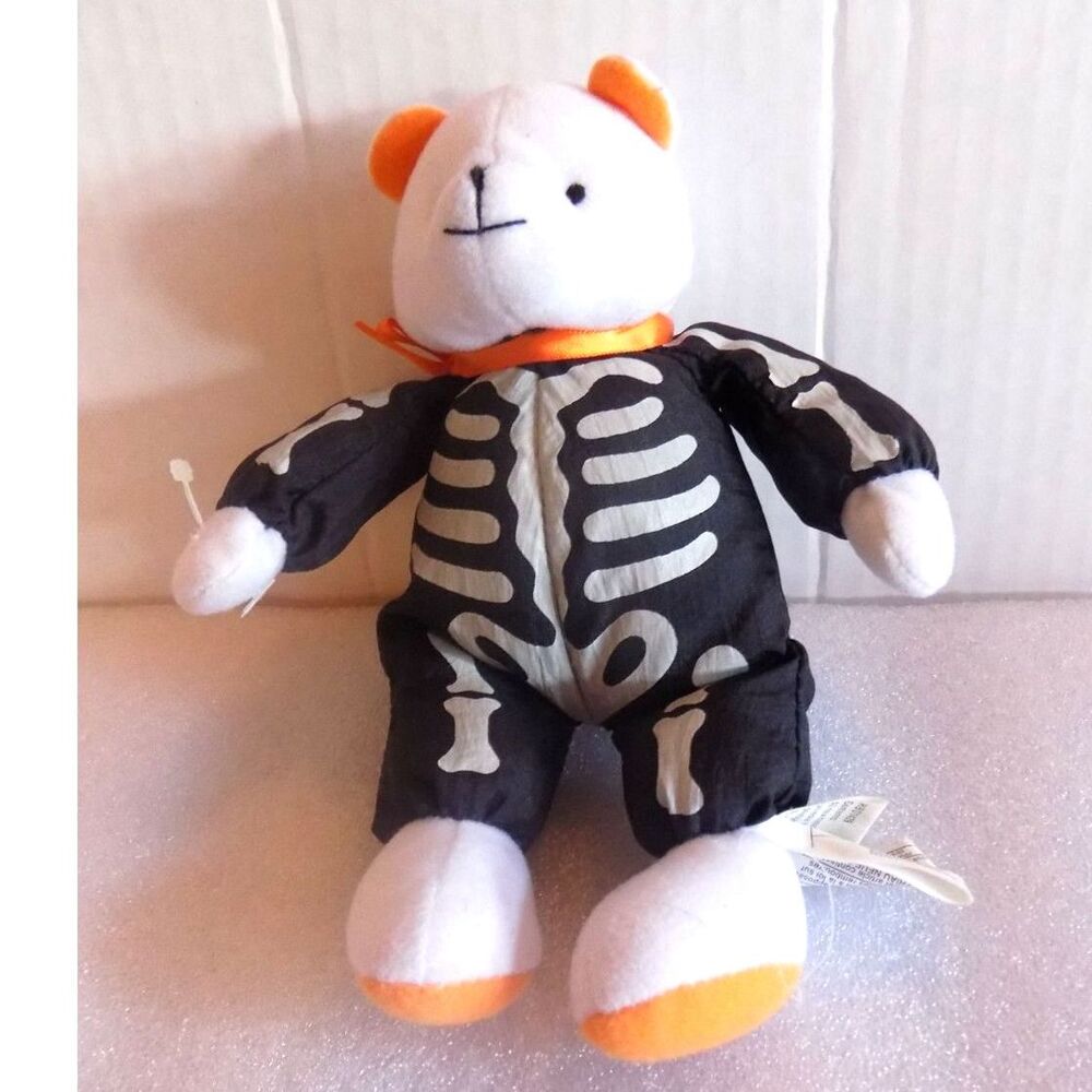 Vtg Y2K Hallmark Little Brandon Bear Skeleton Bear Plush MISSING TAGS Halloween